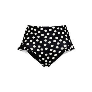 Land's End high waisted ruffled bikini bottom deep Black egret tossed dots  6